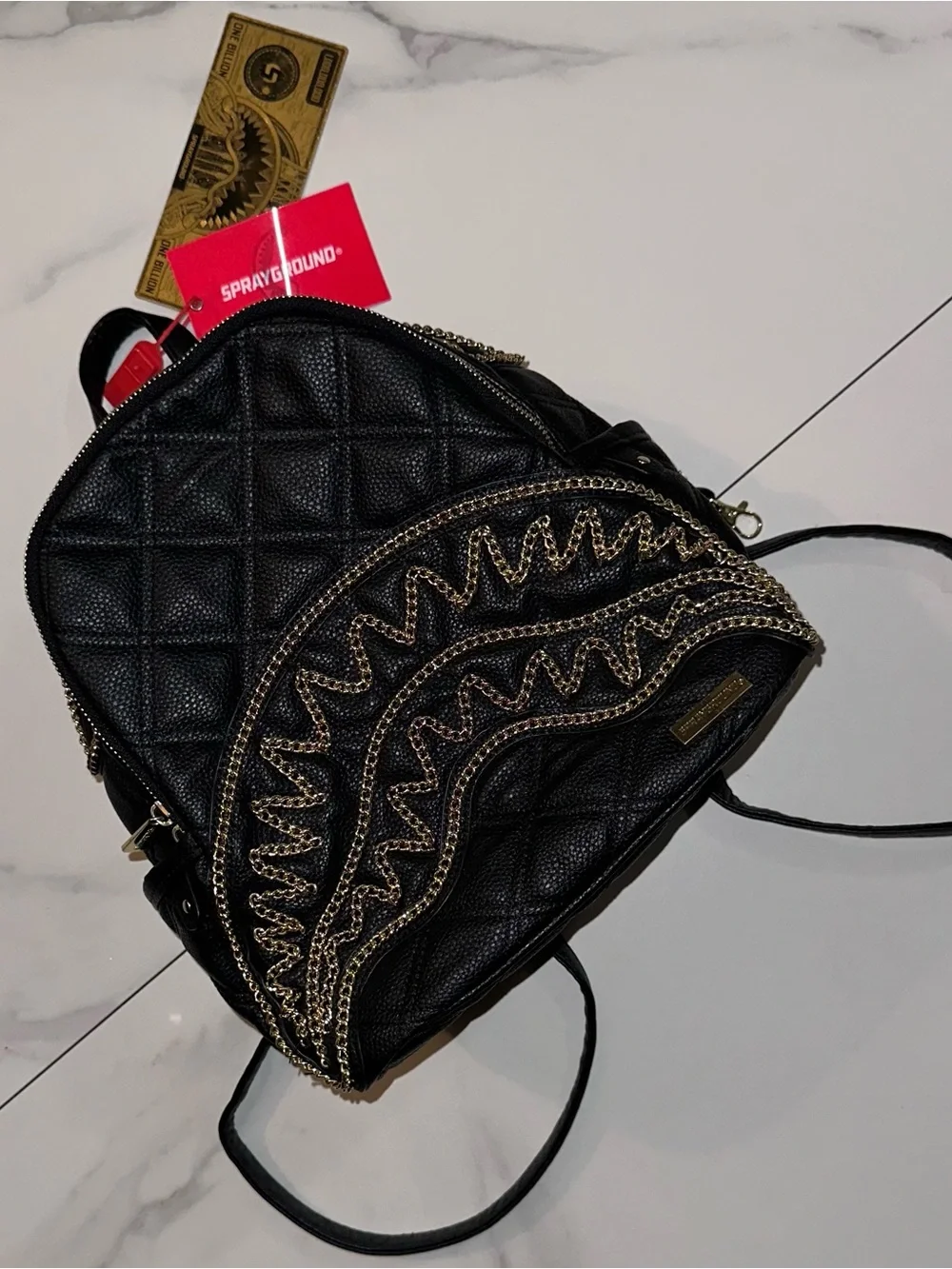 Sprayground Women’s Black Mamba Savage Shark Mini Backpack Black Gold